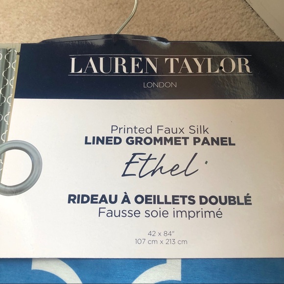 Lauren Taylor Blue Printed Curtain - Picture 3 of 8